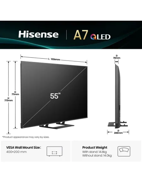 Televisor Hisense 55A7Q 55"