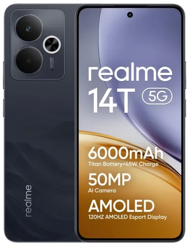 Realme 14T 5G 8GB/256GB Negro 6.67" AMOLED 6000mAh Dimensity 6300