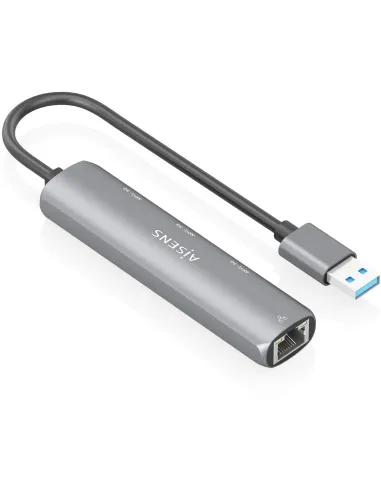 Aisens ASUC-4P034-GR  Docking Station USB-A a Ethernet Gigabit + HUB 3x USB-A 15 cm Gris