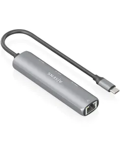 Aisens ASUC-4P039-GR Docking Station USB-C a Ethernet Gigabit + HUB 1x USB-C + 2x USB-A , Gris, 15cm-ACCE64249
