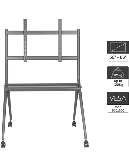 Ewent EW1542 Soporte de Suelo con Ruedas para TV 50 - 86" Máx. 120Kg Gris