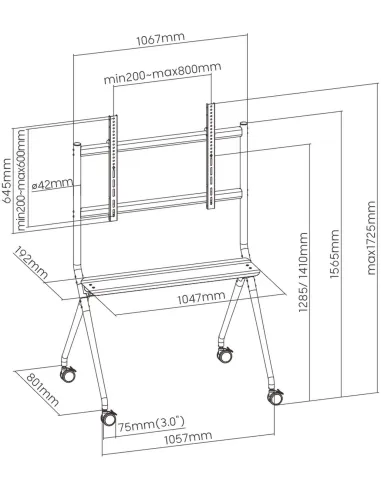 Ewent EW1542 Soporte de Suelo con Ruedas para TV 50 - 86" Máx. 120Kg Gris