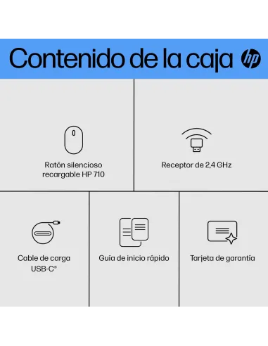 Ratón Silencioso Recargable HP 710 Negro