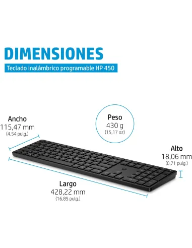 Teclado inalámbrico programableHP 450 Blanco