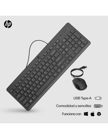 HP 150 Combo Teclado + Ratón 1600 DPI USB Negros