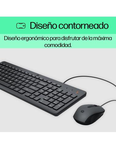HP 150 Combo Teclado + Ratón 1600 DPI USB Negros