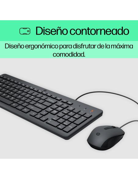 HP 150 Combo Teclado + Ratón 1600 DPI USB Negros