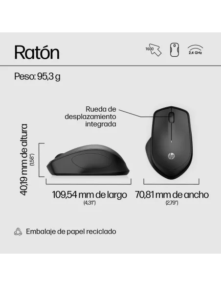 Ratón Inalámbrico HP 280 Negro