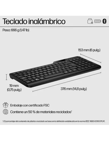 Teclado inalámbrico de Modo Dual HP 475