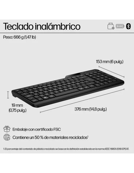 Teclado inalámbrico de Modo Dual HP 475