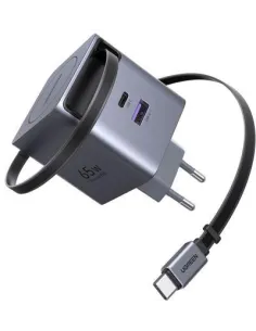 UGREEN 65822 Cargador Rápido Gan 45W 1C1A con Cable USB-C Retráctil Negro-1402174