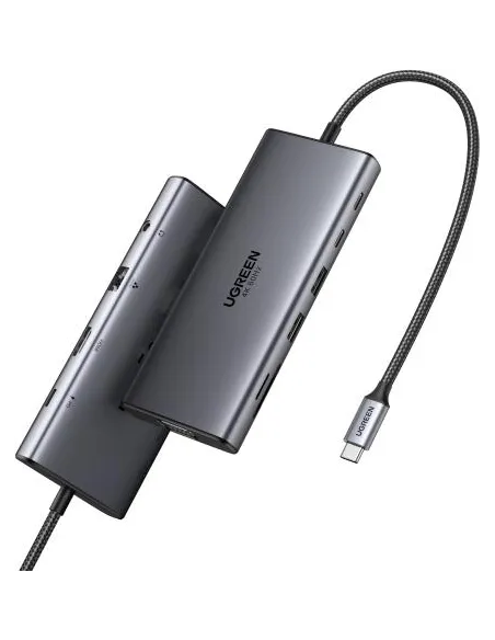 Ugreen 45520 11-en-1 HUB USB-C 3xUSB-C 2xUSB-A HDMI VGA RJ45 SD TF 3.5mm Grey
