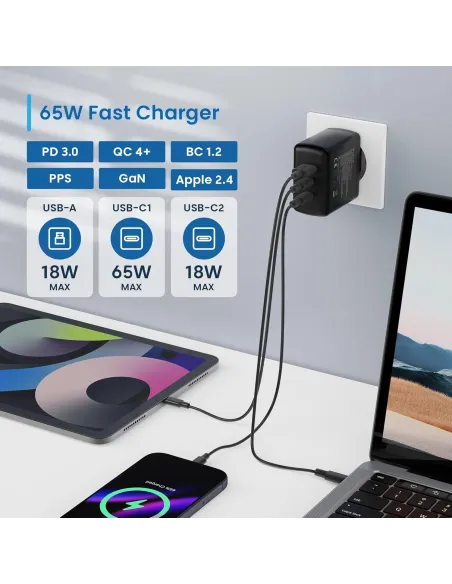 Cargador GaN 65W Ewent EW1331