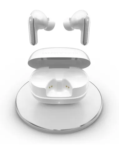 Energy Sistem Serenity ANC Ultra Blancos Auriculares Bluetooth con Cancelación de Ruido Híbrida ANC ,Carga Inalámbrica Qi e IPX4