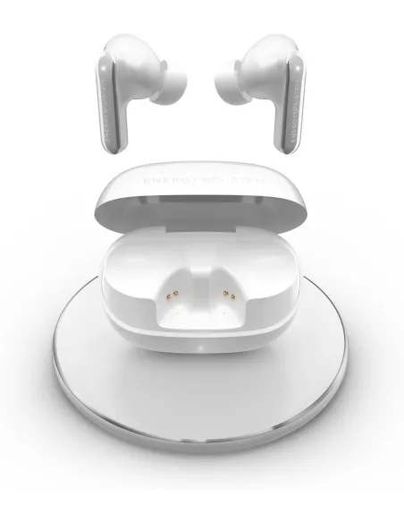 Energy Sistem Serenity ANC Ultra Blancos Auriculares Bluetooth con Cancelación de Ruido Híbrida ANC ,Carga Inalámbrica Qi e IPX4