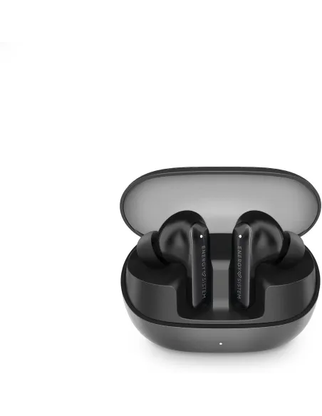 Energy Sistem Serenity ANC Ultra Negros Auriculares Bluetooth con Cancelación de Ruido Híbrida ANC ,Carga Inalámbrica Qi e IPX4