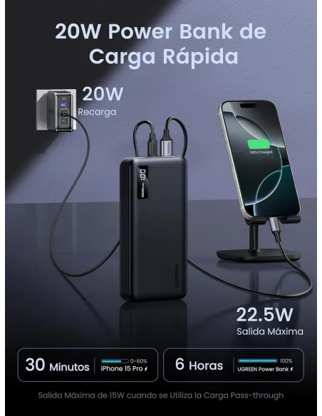 Batería externa Ugreen 256832 Power Bank 20000 mAh