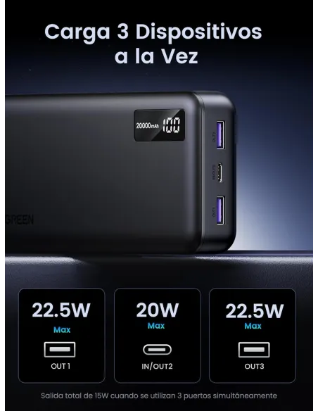 Batería externa Ugreen 256832 Power Bank 20000 mAh