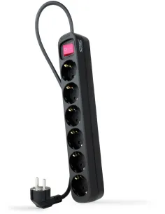 Nanocable 10.37.0006-BK Regleta con Protección 6 Tomas Schuko 1.4 Metros Negra-1350549