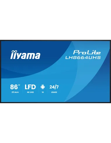 Iiyama LH8664UHS-B3AG 86" Pantalla de Gran Formato 4K Android 14
