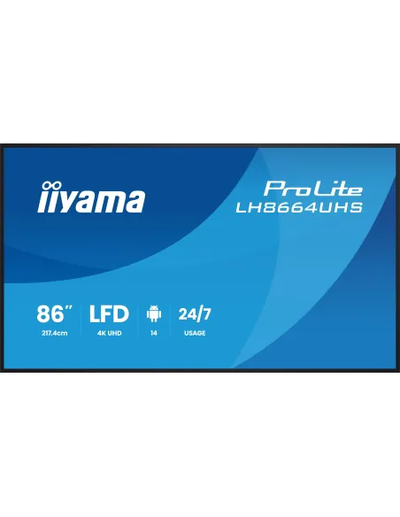 Iiyama LH8664UHS-B3AG 86" Pantalla de Gran Formato 4K Android 14
