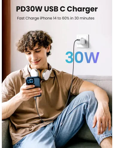 Cargador Mini Gan 30W Ugreen Nexode Blanco