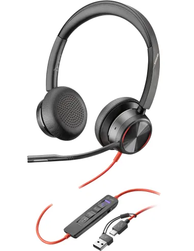 HP Poly Blackwire 8225 Auriculares Estéreo USB-C con Certificación Microsoft Teams Adaptador USB-C/A