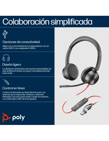Auriculares y Cascos: HP Poly Blackwire 8225 USB-C
