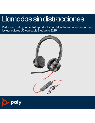 Auriculares y Cascos: HP Poly Blackwire 8225 USB-C