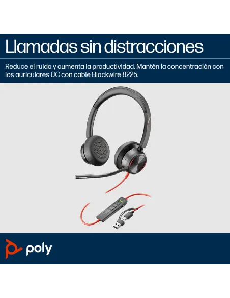 Auriculares y Cascos: HP Poly Blackwire 8225 USB-C