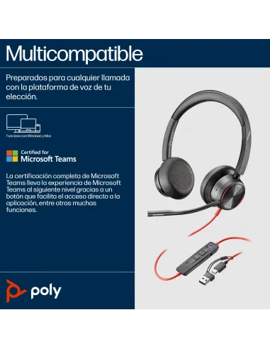 Auriculares y Cascos: HP Poly Blackwire 8225 USB-C