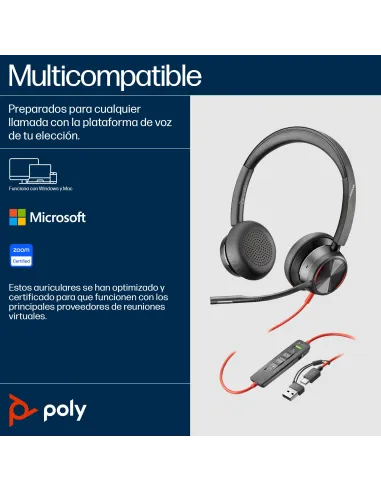 Auriculares y Cascos: HP Poly Blackwire 8225 USB-C