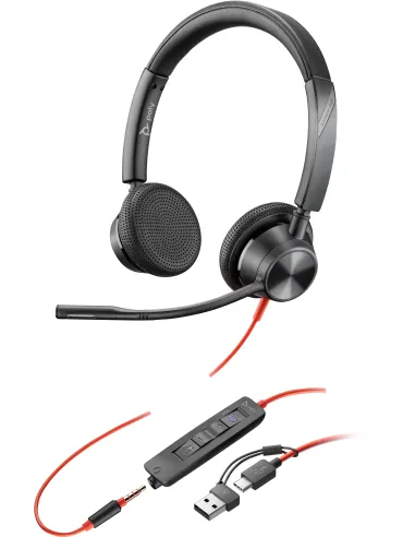 HP Poly Blackwire 3325 con cable USB Tipo C y 3,5mm Micrófono Boom SoundGuard DIGITAL