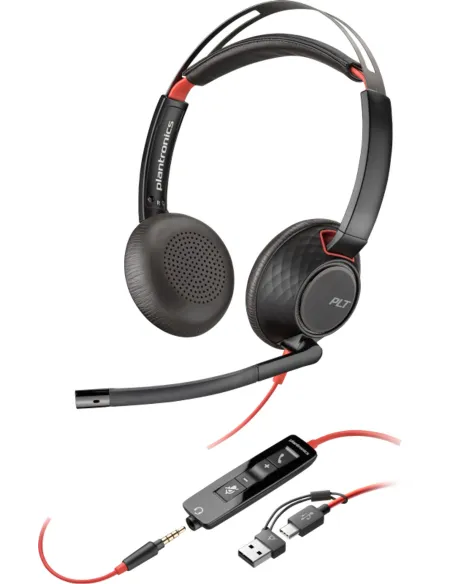 HP Poly Blackwire 5220 con cable USB-C y 3.5mm, Cancelación de Ruido y Micrófono Boom