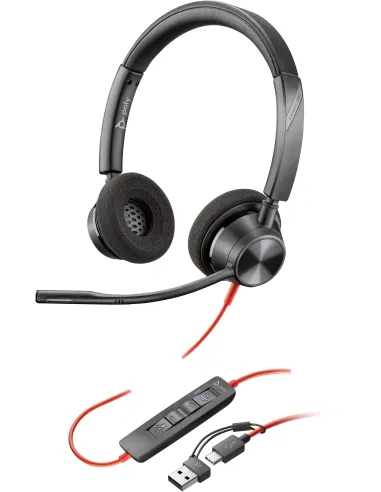 HP Poly Blackwire 3310 Auriculares Monoaurales USB-C Negros Adaptador USB-C-A