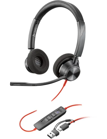 HP Poly Blackwire 3310 Auriculares Monoaurales USB-C Negros Adaptador USB-C-A