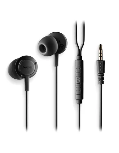 NGS Cross Drift Black Auriculares Intrauditivos 3.5 mm con Micrófono y Control 1.2 m