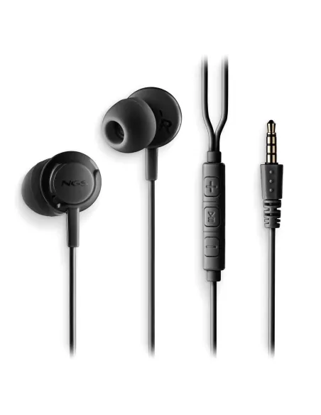 NGS Cross Drift Black Auriculares Intrauditivos 3.5 mm con Micrófono y Control 1.2 m