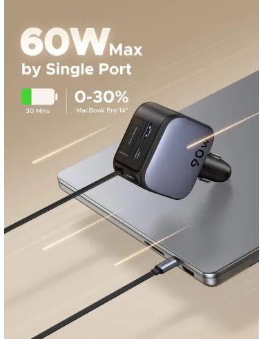 UGREEN Nexode EC603: cargador de coche 90W USB-C retráctil