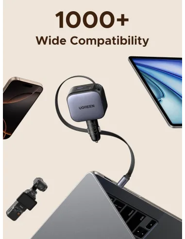 UGREEN Nexode EC603: cargador de coche 90W USB-C retráctil