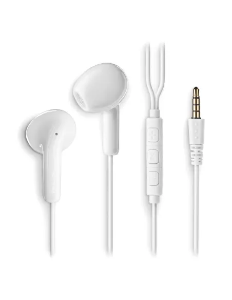NGS CROSS FLIP WHITE – Auriculares in-Ear con Micrófono, Control de Volumen y Jack 3,5 mm (1,2 m)