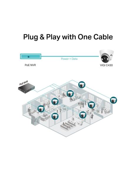 TP-Link VIGI C430 Full-Color Cámara de Videovigilancia de Exterior Tipo Turret 2.8mm 3MP Blanca