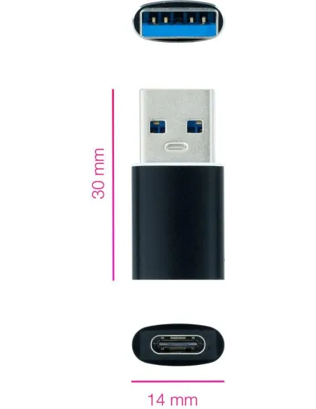 Nanocable Adaptador USB-A 3.1 a USB-C Macho-Hembra Negro