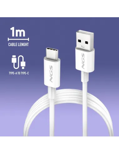 Cable USB-A a USB-C 1 m NGS ZYRO-AC WHITE 15W 480 Mbps