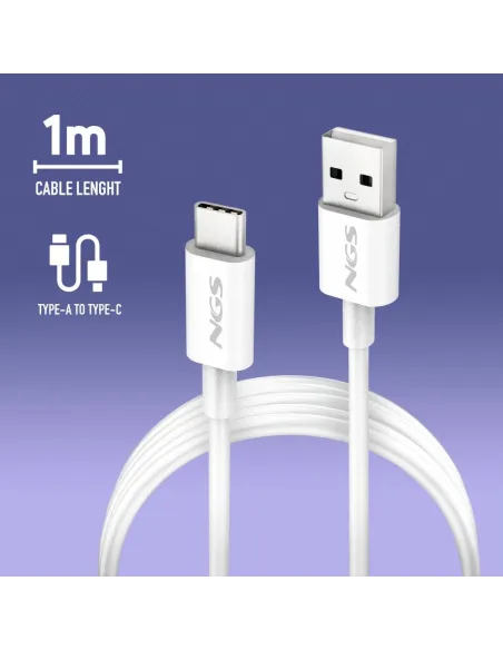 Cable USB-A a USB-C 1 m NGS ZYRO-AC WHITE 15W 480 Mbps