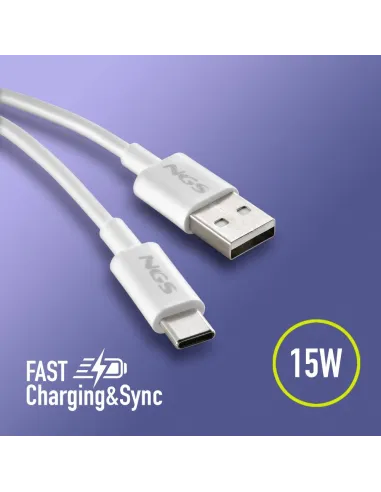 Cable USB-A a USB-C 1 m NGS ZYRO-AC WHITE 15W 480 Mbps