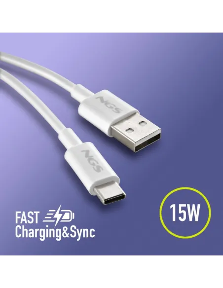 Cable USB-A a USB-C 1 m NGS ZYRO-AC WHITE 15W 480 Mbps