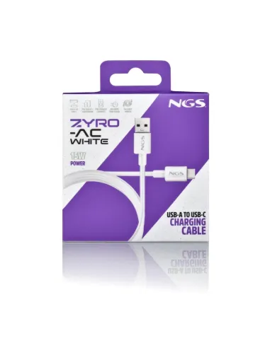 Cable USB-A a USB-C 1 m NGS ZYRO-AC WHITE 15W 480 Mbps
