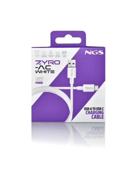 Cable USB-A a USB-C 1 m NGS ZYRO-AC WHITE 15W 480 Mbps