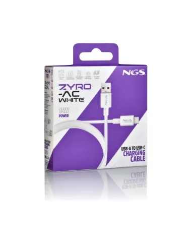 Cable USB-A a USB-C 1 m NGS ZYRO-AC WHITE 15W 480 Mbps